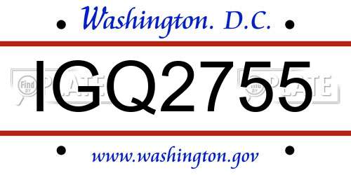 IGQ2755 District Of Columbia License Plate