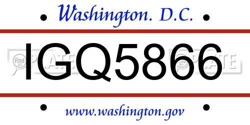 IGQ5866 District Of Columbia License Plate