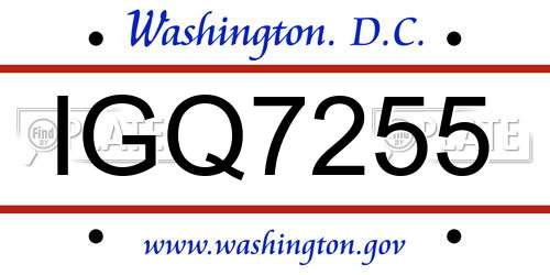 IGQ7255 District Of Columbia License Plate