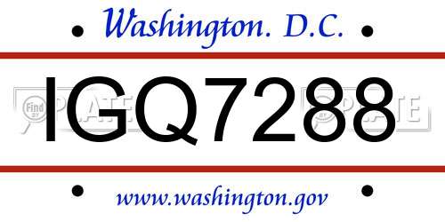 IGQ7288 District Of Columbia License Plate