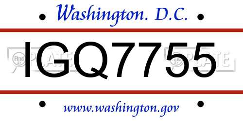 IGQ7755 District Of Columbia License Plate