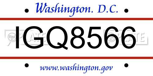 IGQ8566 District Of Columbia License Plate