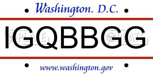 IGQBBGG District Of Columbia License Plate