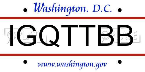 IGQTTBB District Of Columbia License Plate