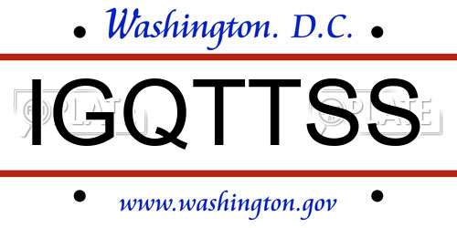 IGQTTSS District Of Columbia License Plate