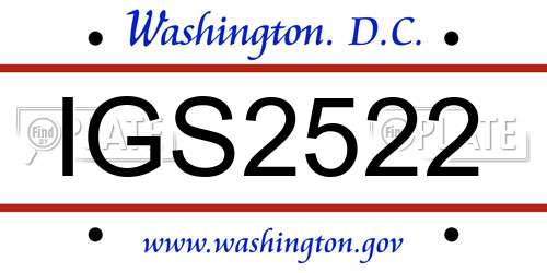 IGS2522 District Of Columbia License Plate