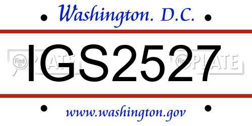 IGS2527 District Of Columbia License Plate