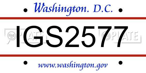 IGS2577 District Of Columbia License Plate