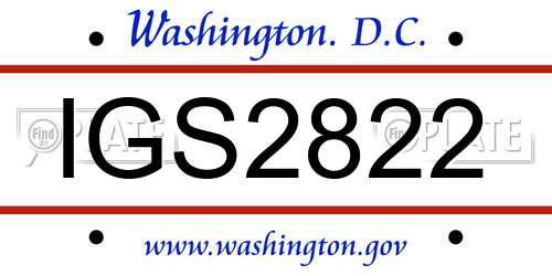 IGS2822 District Of Columbia License Plate
