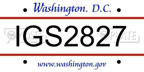 IGS2827 District Of Columbia License Plate
