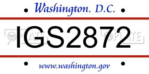 IGS2872 District Of Columbia License Plate