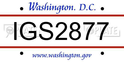 IGS2877 District Of Columbia License Plate