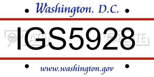 IGS5928 District Of Columbia License Plate