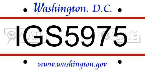 IGS5975 District Of Columbia License Plate