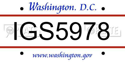 IGS5978 District Of Columbia License Plate