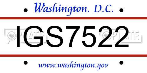 IGS7522 District Of Columbia License Plate