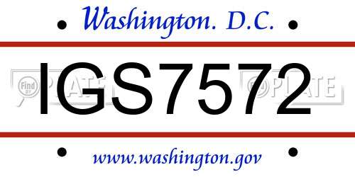 IGS7572 District Of Columbia License Plate