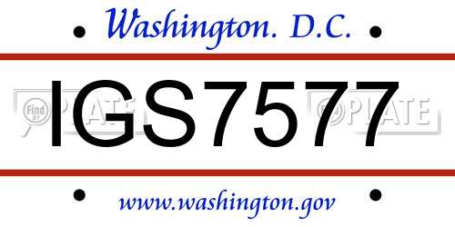 IGS7577 District Of Columbia License Plate