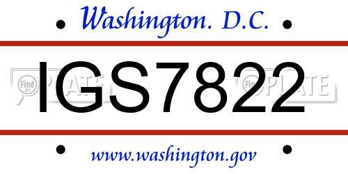 IGS7822 District Of Columbia License Plate