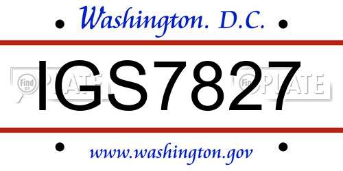 IGS7827 District Of Columbia License Plate