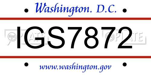 IGS7872 District Of Columbia License Plate