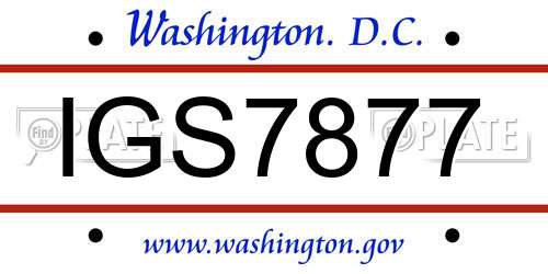 IGS7877 District Of Columbia License Plate