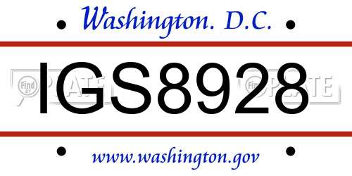 IGS8928 District Of Columbia License Plate