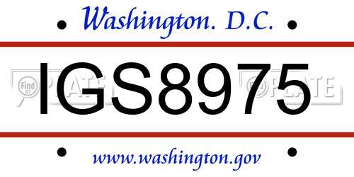 IGS8975 District Of Columbia License Plate