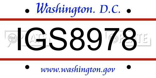 IGS8978 District Of Columbia License Plate