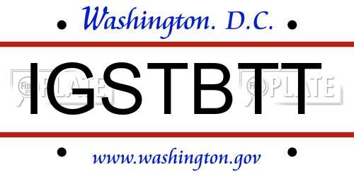 IGSTBTT District Of Columbia License Plate