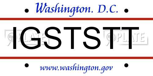 IGSTSTT District Of Columbia License Plate