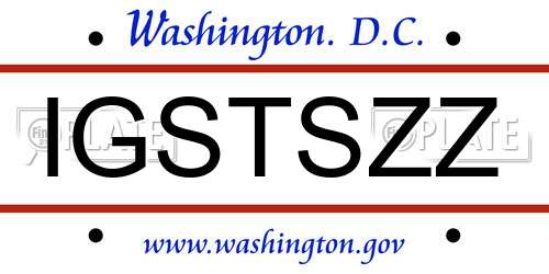 IGSTSZZ District Of Columbia License Plate