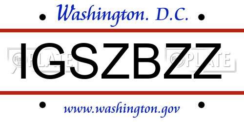 IGSZBZZ District Of Columbia License Plate