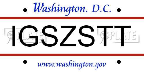IGSZSTT District Of Columbia License Plate