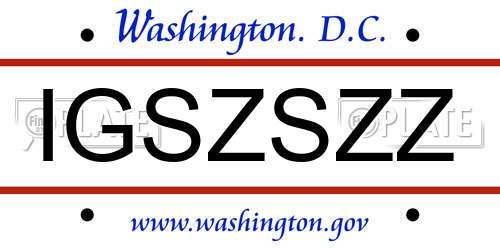IGSZSZZ District Of Columbia License Plate