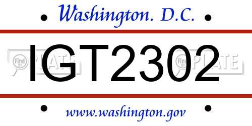 IGT2302 District Of Columbia License Plate
