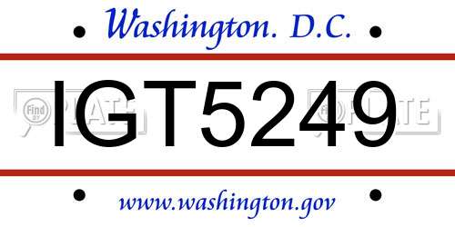 IGT5249 District Of Columbia License Plate