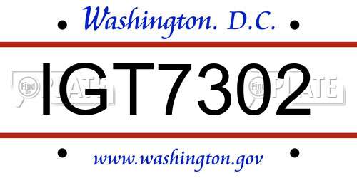 IGT7302 District Of Columbia License Plate