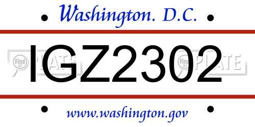 IGZ2302 District Of Columbia License Plate