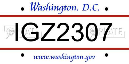 IGZ2307 District Of Columbia License Plate