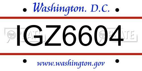 IGZ6604 District Of Columbia License Plate