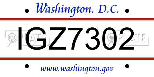 IGZ7302 District Of Columbia License Plate