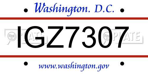 IGZ7307 District Of Columbia License Plate