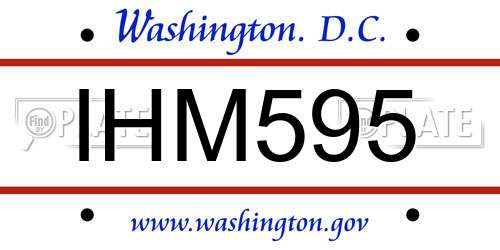 IHM595 District Of Columbia License Plate