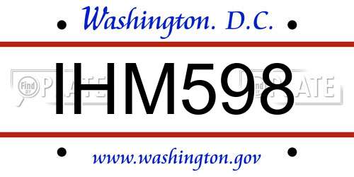 IHM598 District Of Columbia License Plate