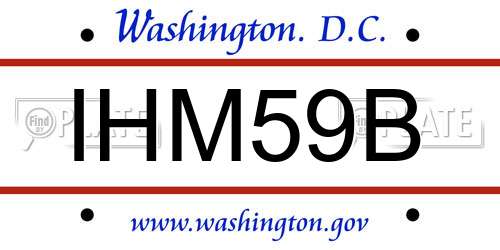IHM59B District Of Columbia License Plate