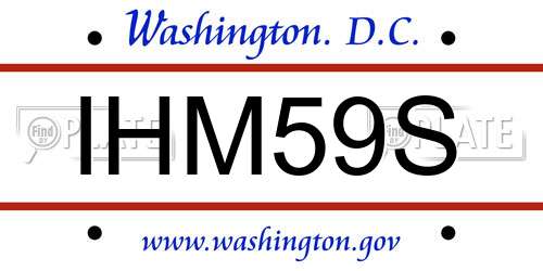 IHM59S District Of Columbia License Plate
