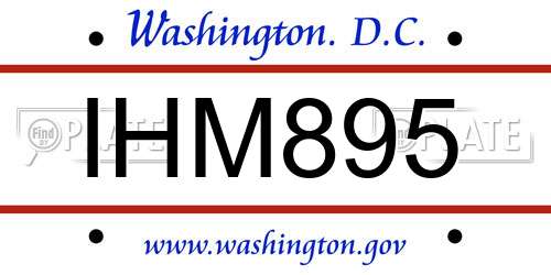 IHM895 District Of Columbia License Plate