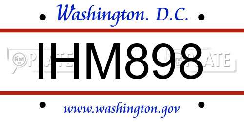 IHM898 District Of Columbia License Plate