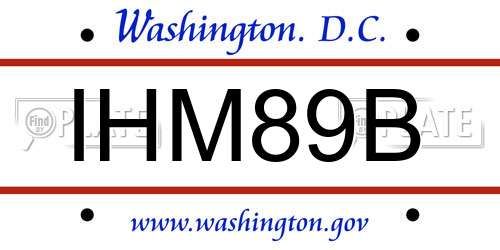 IHM89B District Of Columbia License Plate